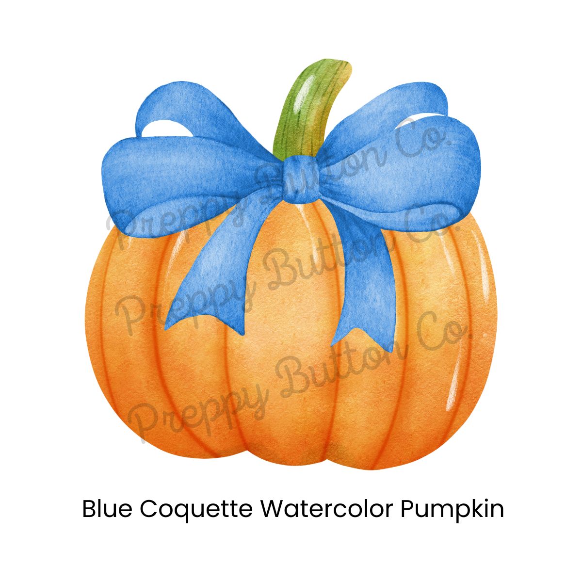 Blue Coquette Watercolor Pumpkin Wreath Sash