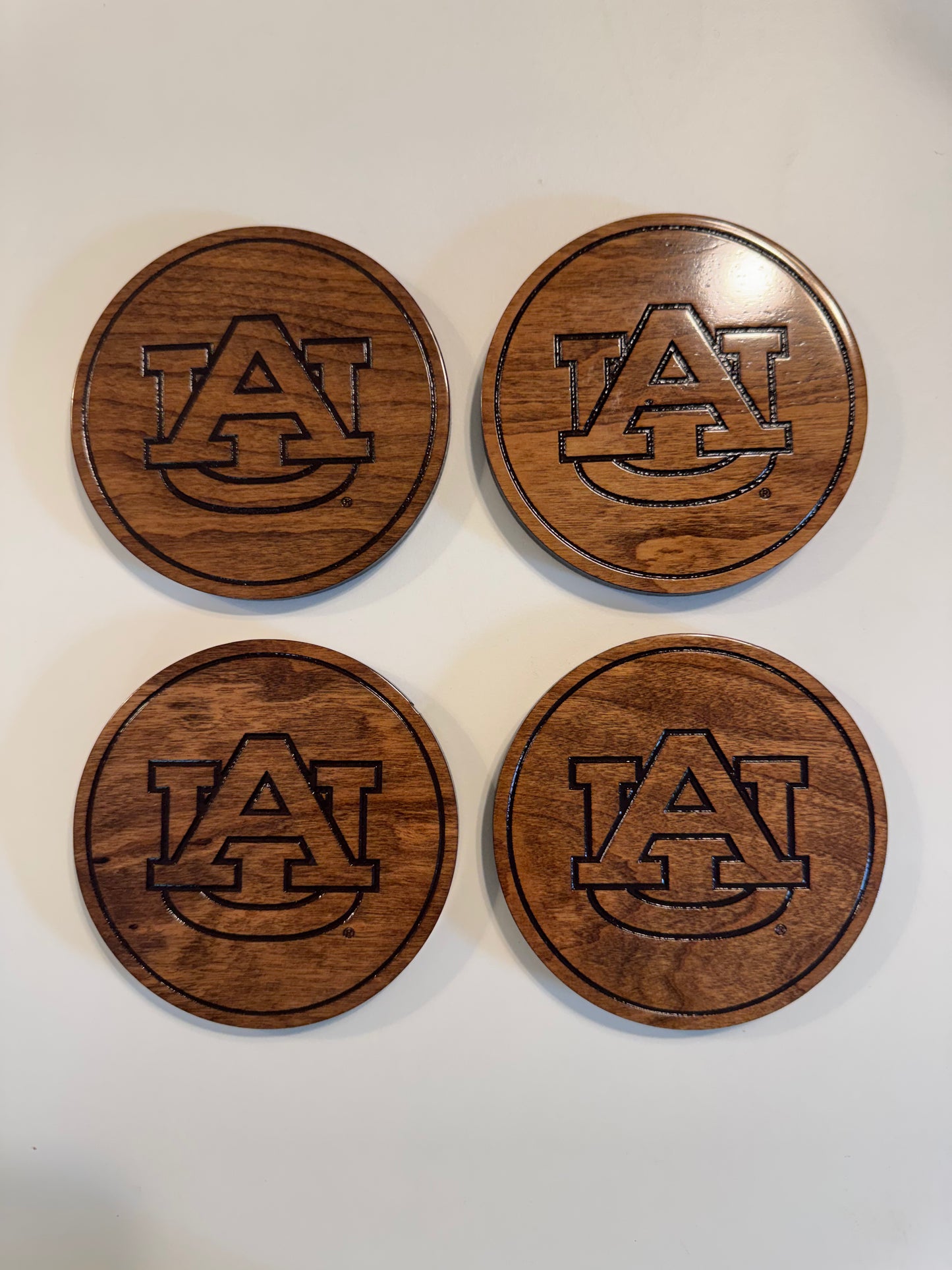 Officially Licensed Auburn University Wood Coaster Set- Set of 4 with stand
