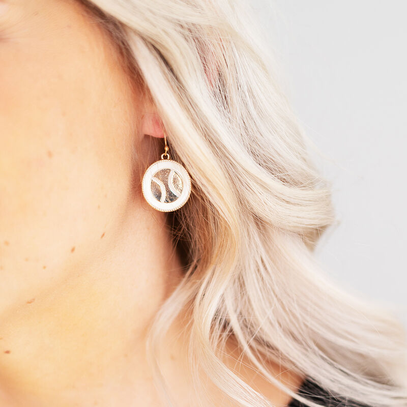 White and Gold Baseball Earrings