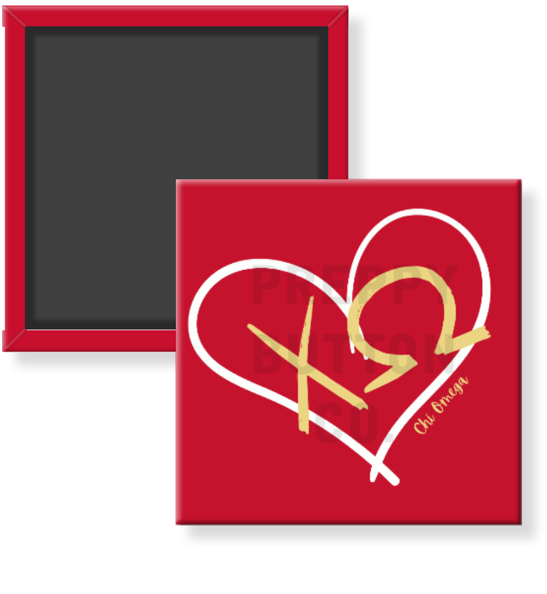 Chi Omega Heart Magnet