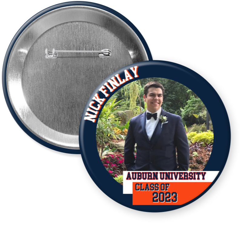 Auburn Half Banner Graduation Button