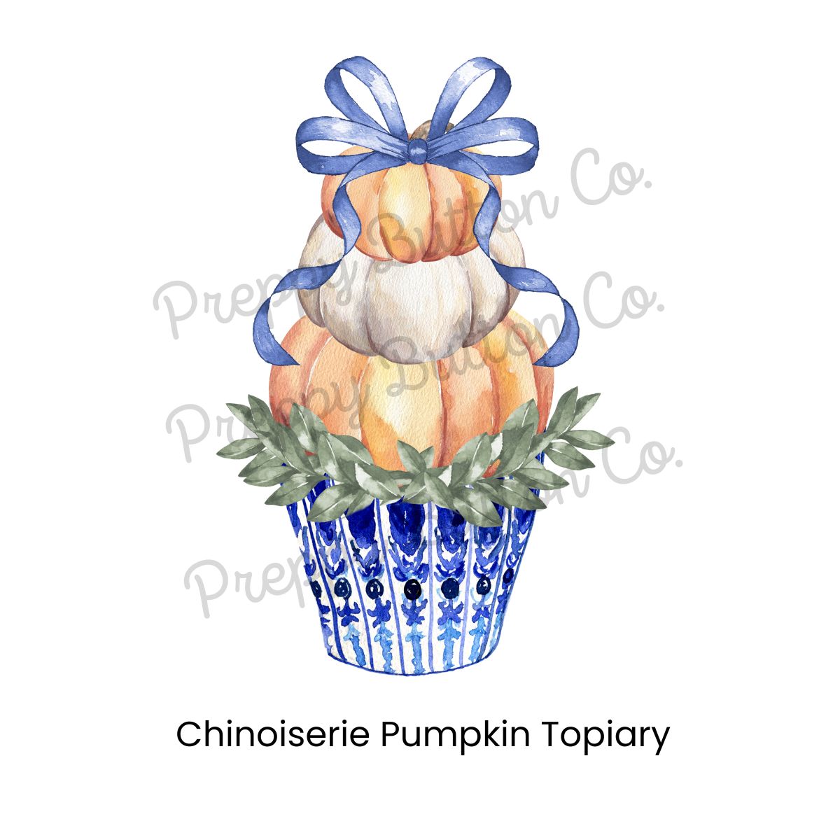 Chinoiserie Pumpkin Topiary Wreath Sash