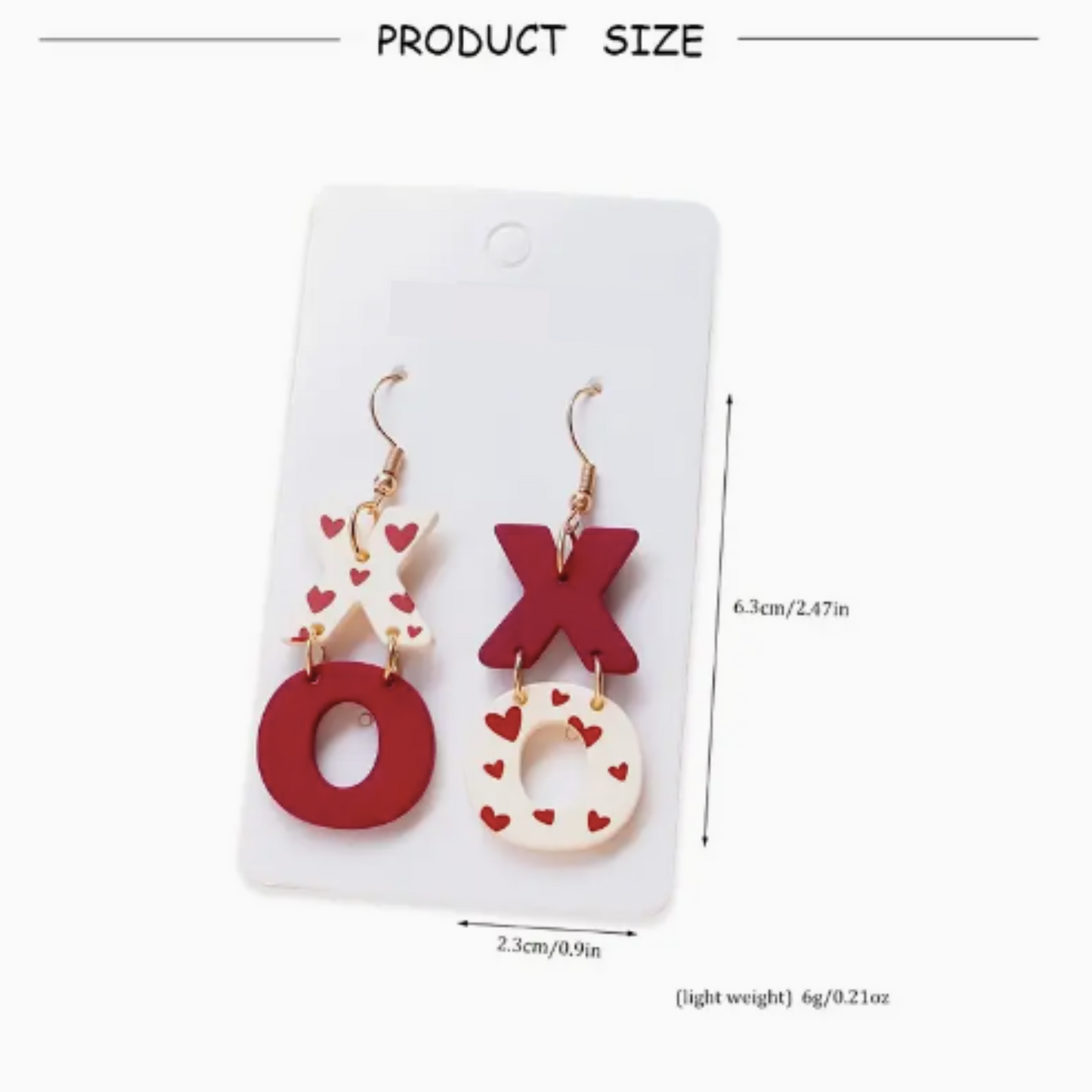 Red & White "XO" Heart Design Earrings