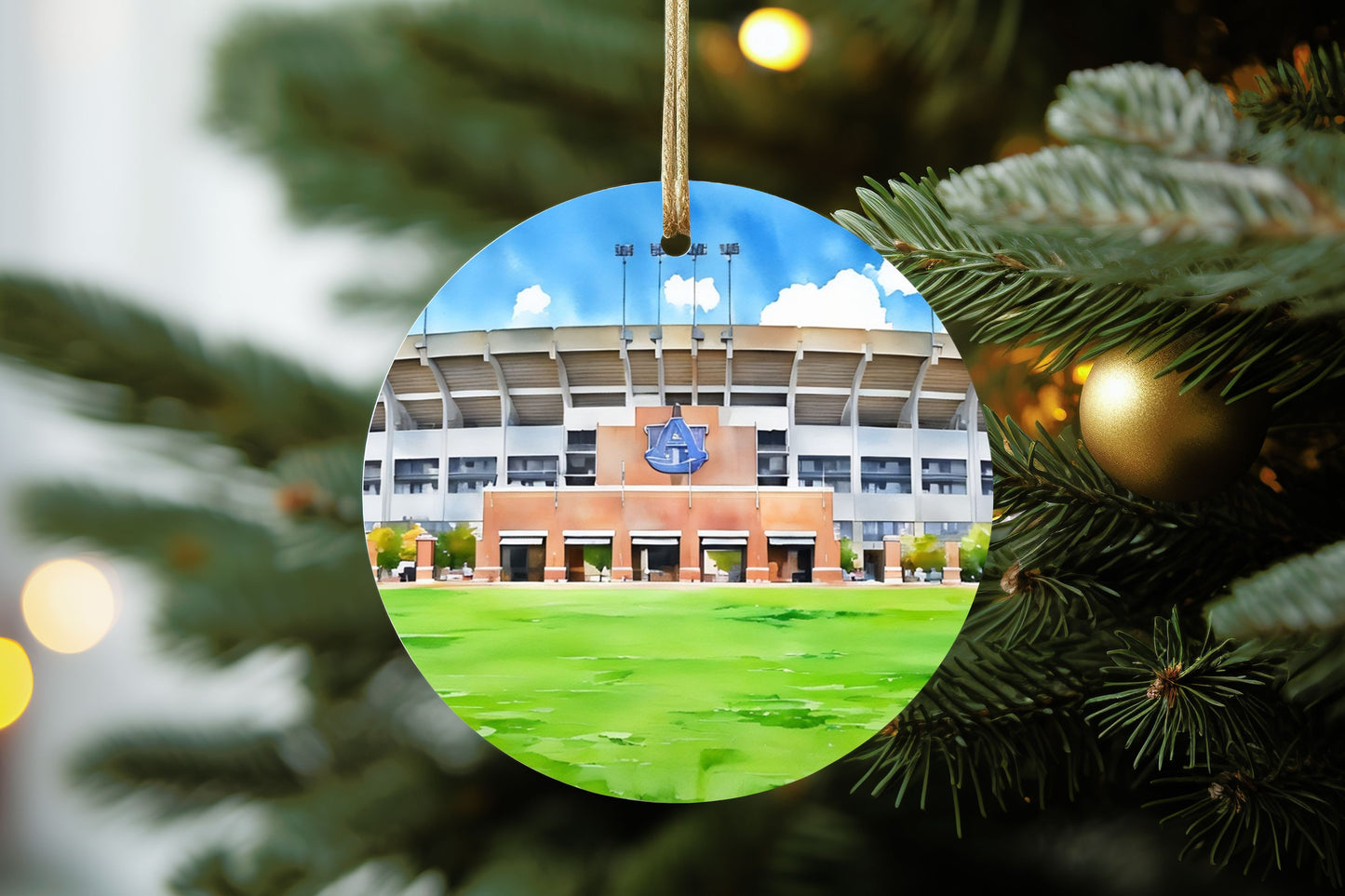 Jordan Hare Stadium Watercolor Ornament