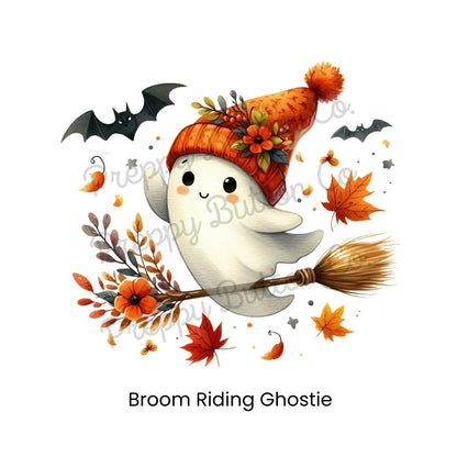 Broom Riding Ghostie Wreath Sash