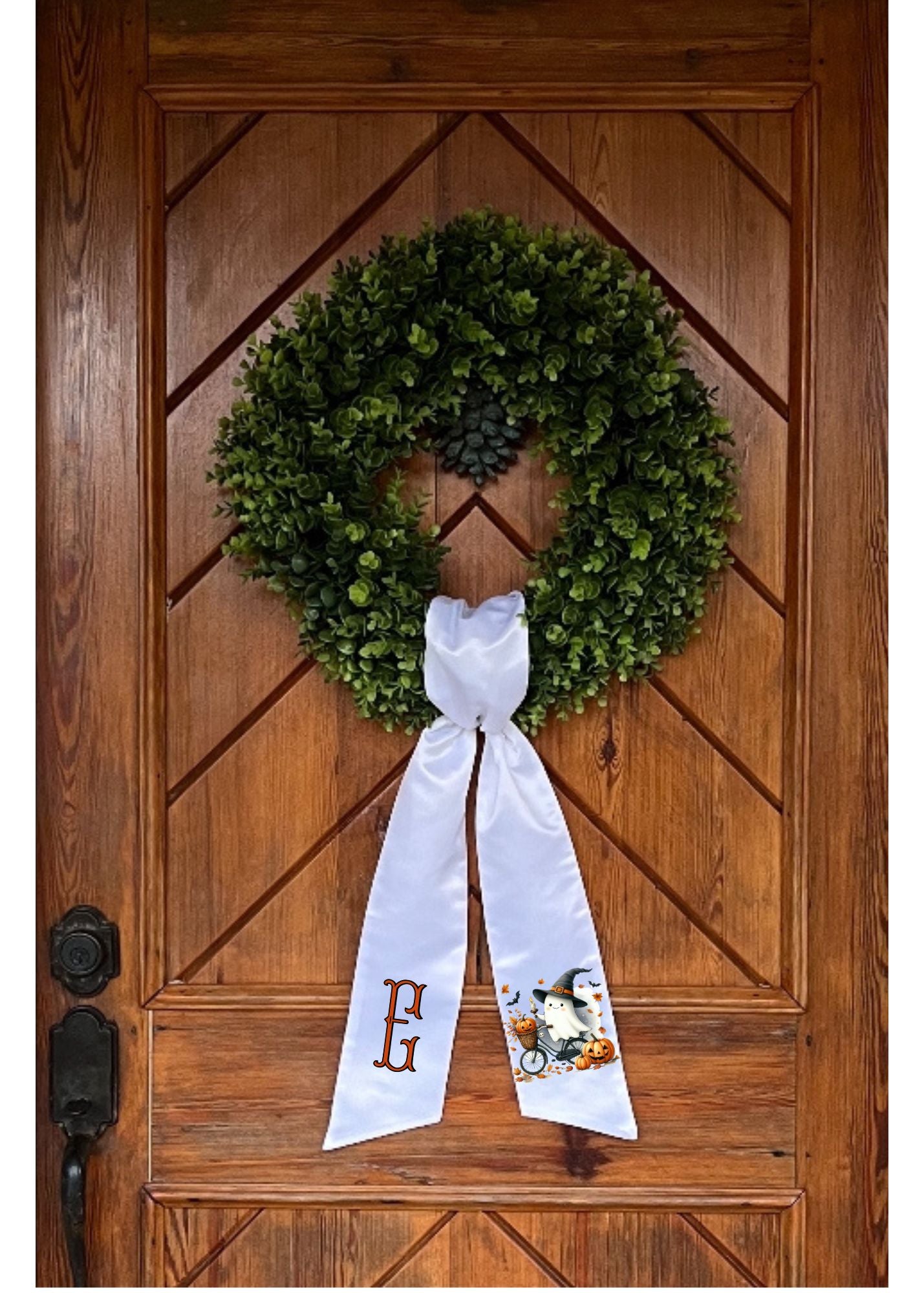 Bicycle Riding Ghostie Wreath Sash