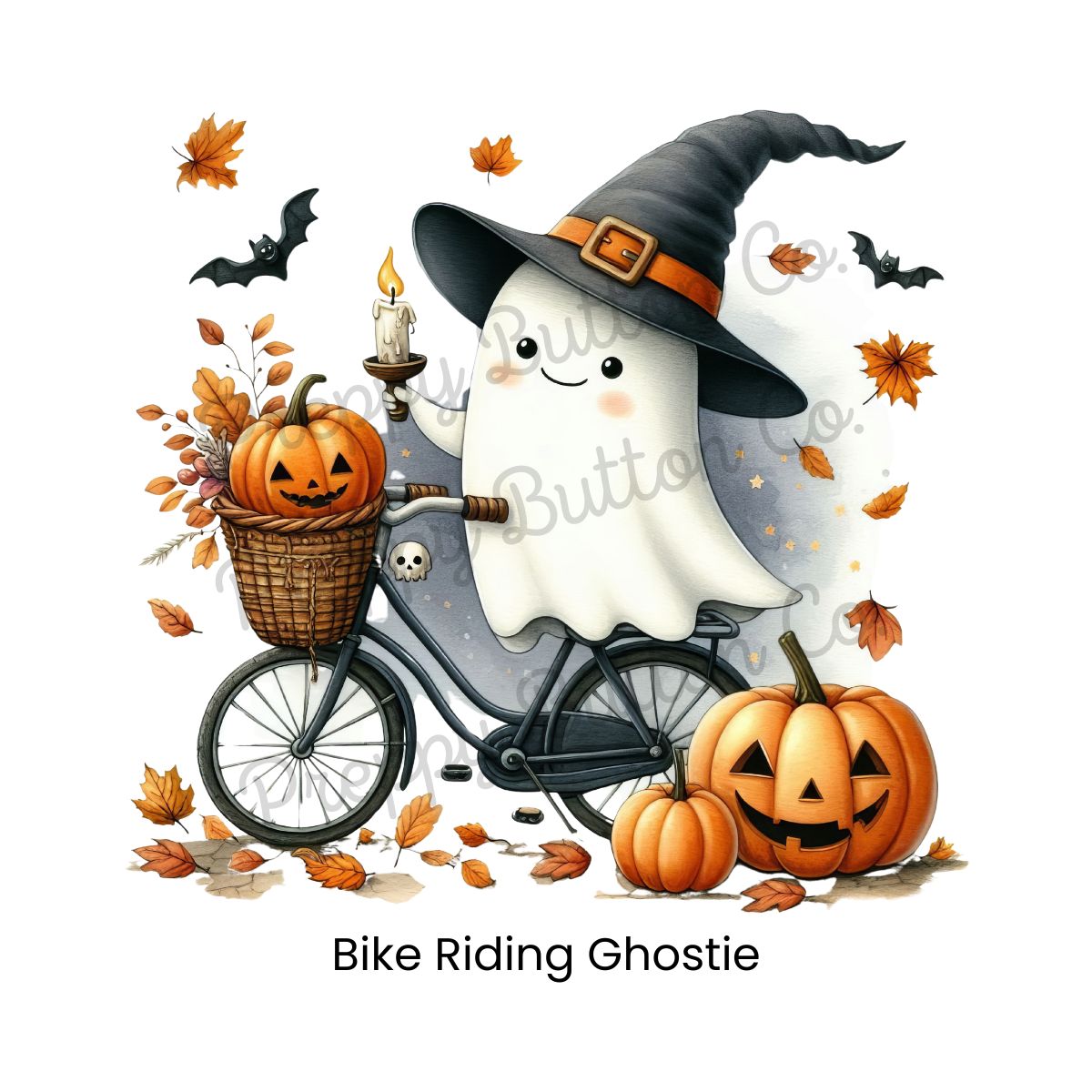 Bicycle Riding Ghostie Wreath Sash