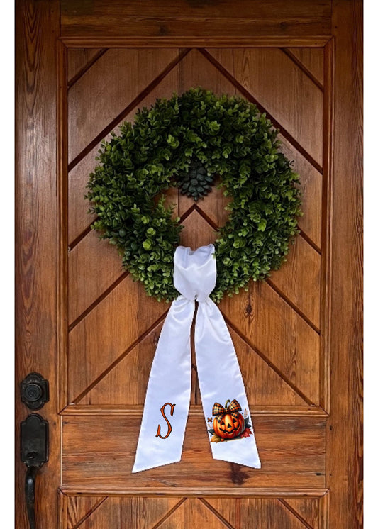 Coquette Jack-O-Lantern Wreath Sash