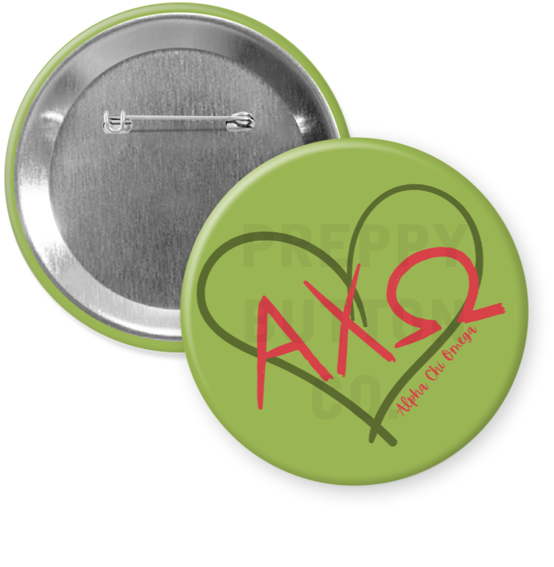Alpha Chi Omega Heart Sorority Button