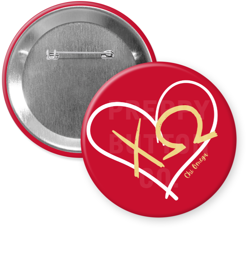 Chi Omega Heart Sorority Button