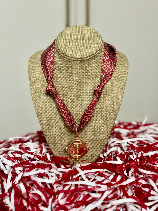 Crimson Scarf Charm Necklace
