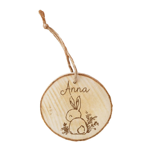 Wooden Bunny Easter Bag Tag