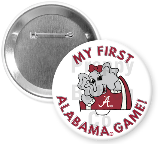 My First Alabama Game Button (Girl)