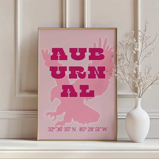 Auburn Al Eagle Coordinates Poster (Pink)