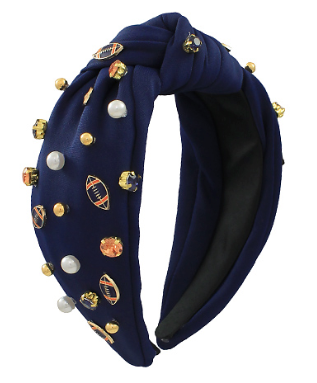 Navy Football, Jewel and Pearl Headband