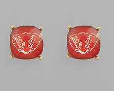 Crimson Elephant Stud Earrings