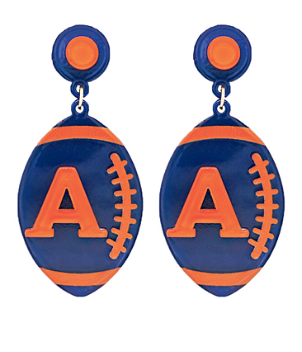 Auburn "A" Acrylic Football Earrings