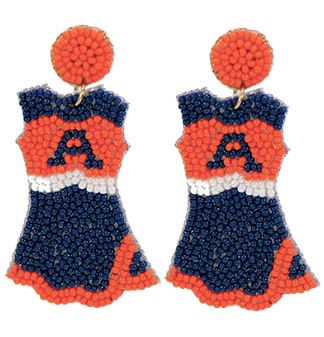 Navy and Orange Cheerleader Uniform Earrings