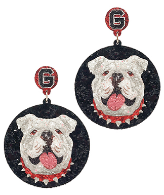 Glitter Bulldog Disk Earrings