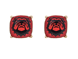 Red and Black Bulldog Stud Earrings