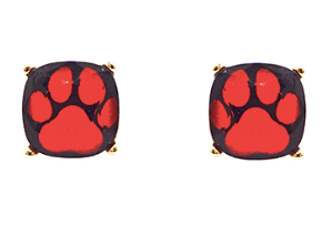 Black and Red Paw Stud Earrings