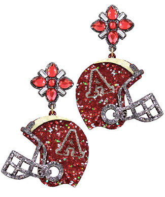 Rhinestone and Glitter "A" Helmet Earrings