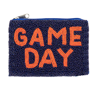 GAME DAY Beaded Coin Purse (Navy and Orange)