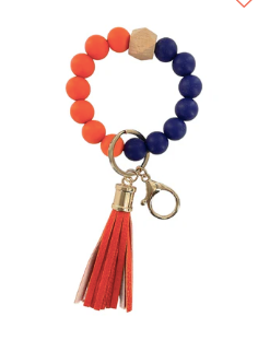 Navy and Orange Keychain Wristlet