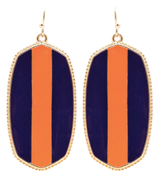 Navy and Orange Stripe Earrings