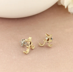 Alabama Matte Gold Logo Stud Earrings