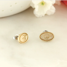 Georgia Matte Gold Logo Stud Earrings