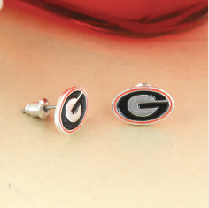 Georgia Enamel Logo Stud Earrings