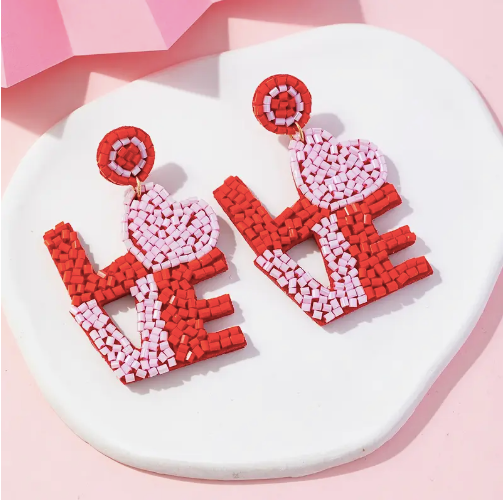 LOVE Bead Dangle Earrings