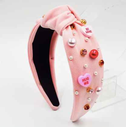 Conversation Hearts Headband (Light Pink)