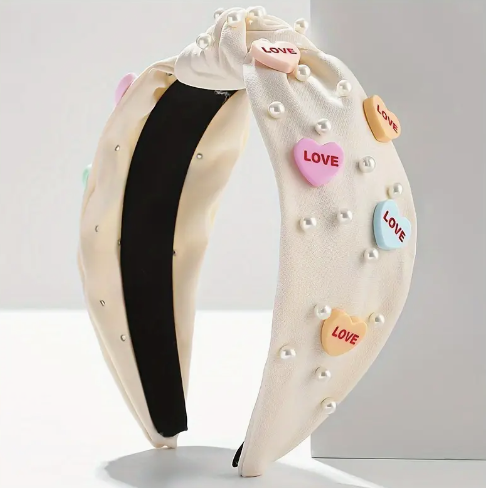 Conversation Hearts Headband (Cream)