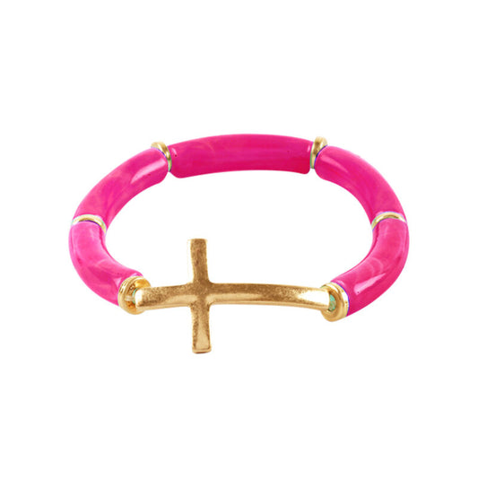 Hot Pink Grace Cross Bracelet
