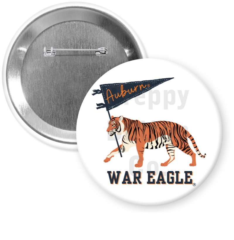 Vintage Tiger with Auburn Pennant Button