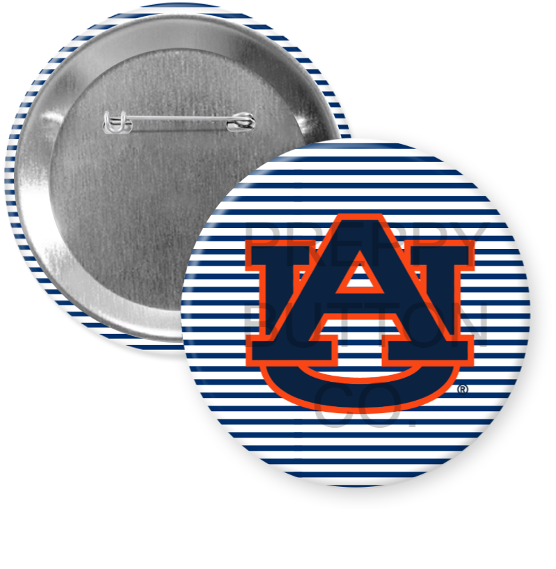 Auburn Navy Stripe "AU" Logo Gameday Button
