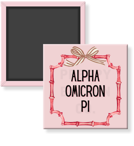Alpha Omicron Pi Bamboo Frame Magnet
