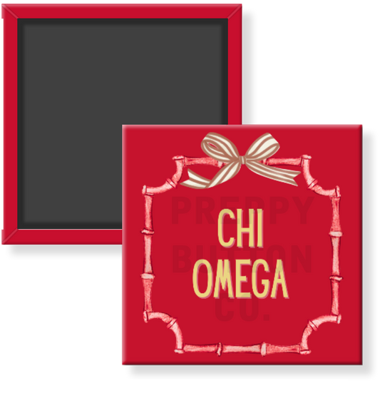 Chi Omega Bamboo Frame Magnet