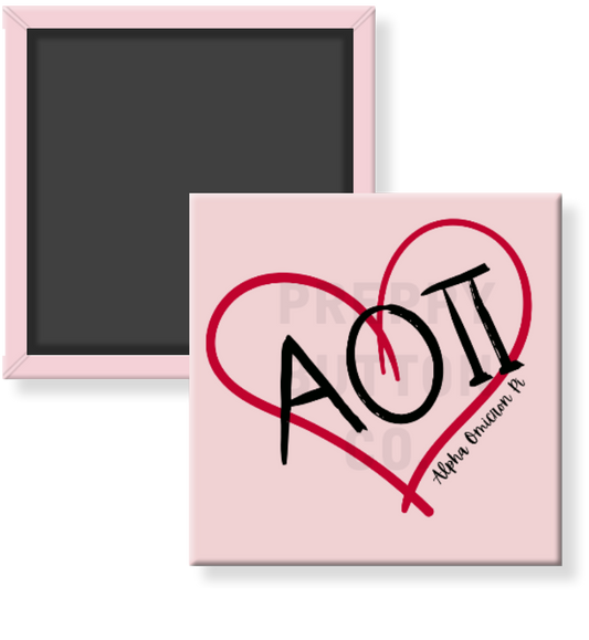 Alpha Omicron Pi Heart Sorority Magnet
