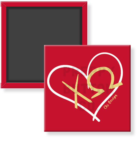 Chi Omega Heart Magnet