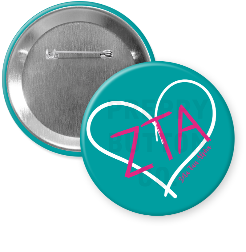 Zeta Tau Alpha Heart Sorority Button
