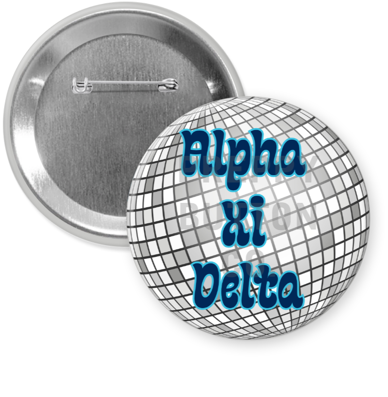 Alpha Xi Delta Disco Ball Button – Preppy Button Co.