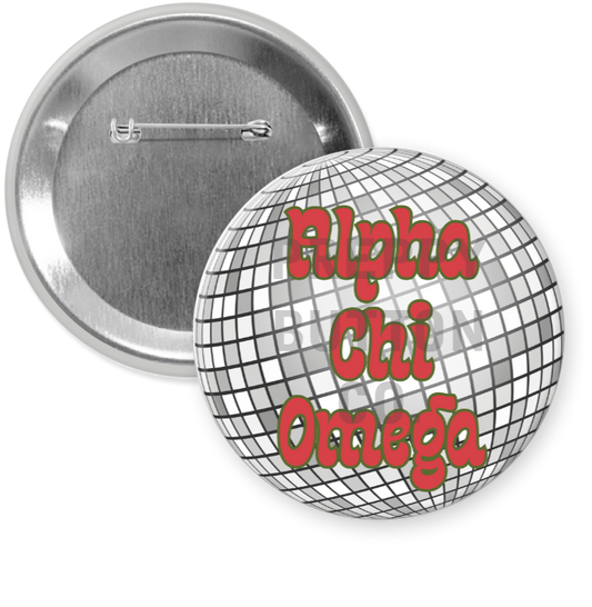 Alpha Chi Omega Disco Ball Button