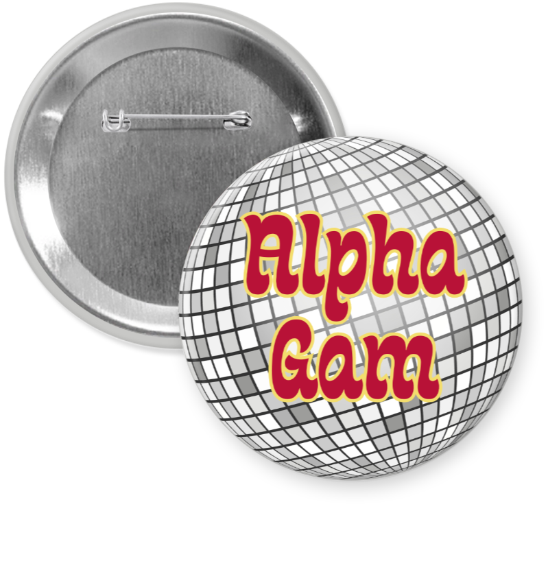 Alpha Gam Disco Ball Button – Preppy Button Co.