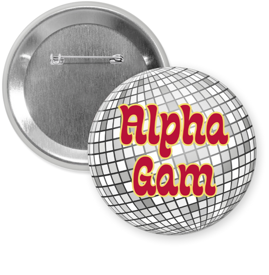 Alpha Gam Disco Ball Button