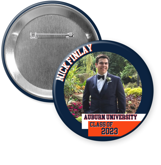 Auburn Half Banner Graduation Button