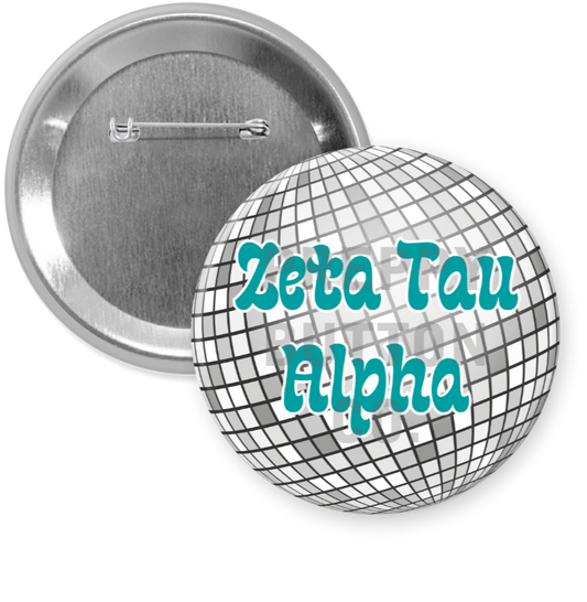 Zeta Tau Alpha Disco Ball Button